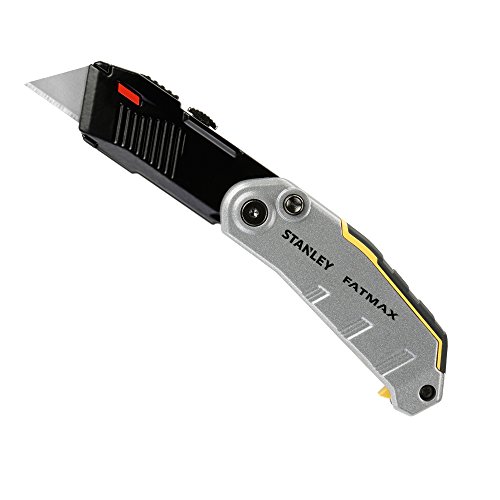 Stanley FatMax Klappmesser, Teppichmesser, mit automatischer Öffnung und einziehbarer Klinge, Ersatzklingen verstaubar im Handgriff und leicht auswechselbar, mit Gürtelclip, FMHT0-10320