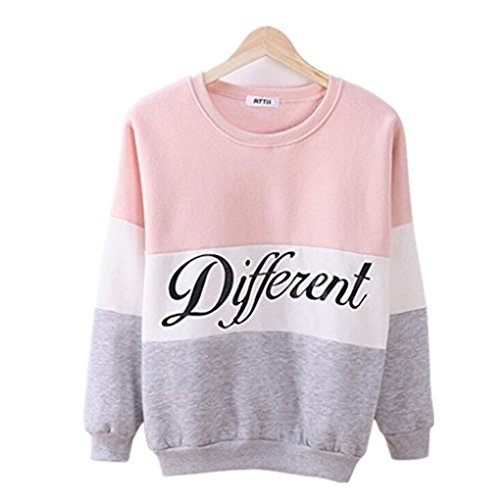 Mengonee Femmes Polaire Patchwork Lettre Imprimé Hoodies O Cou À Manches Longues Pulls Tops Sweatshirts