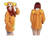 Casa Unisex Cartoon Jacke Pyjama Tieroutfit Seitentaschen Reißverschluss Mit Kapuze Tier Cosplay Sweatshirt Halloween Kostüm Hoodies Bär(XL, Bär) -