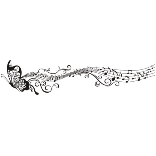 Rainbow Fox 35cm * 160cm Elegantes Musik Schmetterling Muster Vinyl Wandtattoos Kunst Wandaufkleber (Music Butterfly-back)