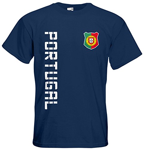 Portugal EM 2016 T-Shirt Trikot Name Nummer (Navyblau, L)