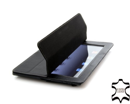 StilGut Couverture Case Tasche aus feinstem Leder für Apple iPad 2 unterstützt Smart-Cover Funktion in schwarz - Version 2