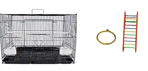 Bird cage for Budgies,Finches,Love Birds,Cocktails,Conures,CuttlefishBoneHolder,CuttlefishBone,1gate for breeding Box,1 perch stick,2cups,swing&ladder - Central Fish Aquarium(Colors may vary)(30 Inch)