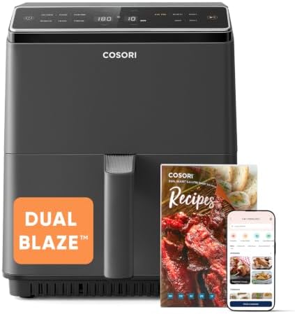 COSORI Friggitrice ad Aria, Air Fryer 6,4 Litri, Forno Elettrico, Doppia Resistenza, Connessione Wifi, 11 Funzioni Preimpostate, Libro&APP Ricette, 1700W, P585S Grigio Scuro