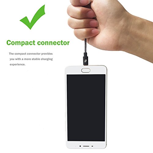 Cavo Micro USB Carica Rapida J Jecent [3 Pezzi 2m] lungo Nylon Intrecciato Cavi Cavetto Ricarica Android per Samsung Galaxy S3 / S4 / S5 / S6 Edge S7 /Note 3 / 4 / 5, HTC, Sony, Nexus, Nokia, Motorola, Huawei, LG, Kindle e Altro - Nero e Argento