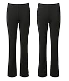 LADIES STRETCH TROUSERS PACK OF 2 BOOTLEG STRETCH RIBBED TROUSERS BLACK SIZE 8-26