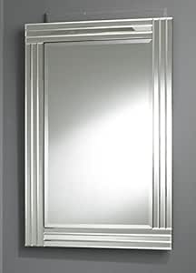 Molly YC020-8 Specchio Da Parete Extra Large Con Cornice In Vetro Argento Smussato – 122x81 Cm, Retro In Feltro