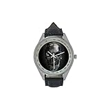 Metall Textur Skull Schwarz Ton Herren-Lederband Analog Quarz Armbanduhr Business Casual Uhr für Herren Vater