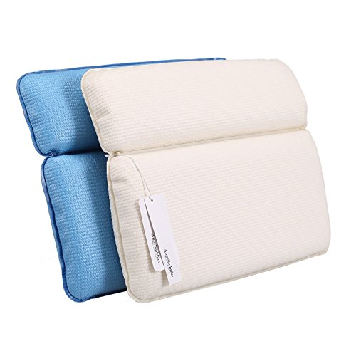 Angelbubbles Bad Kissen Badewannenkissen Starke Zurück Saugnäpfe Rutschfest Memory-Foam für Schulterhalsstütze (Blau) - 2