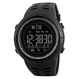 XWEM Bluetooth Intelligente Uhr, Intelligente Wasserdichte Outdoor-Sport-Remote-Kamera Schrittzähler Erinnerung Kompatibel Mit Android-System Ios-System,Black