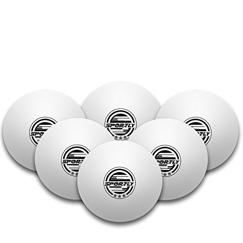 Palline da ping pong Sportly, da 40 mm, con stampate 3 stelle, palline regolamentari per allenamento avanzato., White