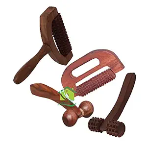 FA INDUSTRIES Wooden Foot Roller Massager, Handle massager, Face and neck massager, Jimmy massager , Ball massager Acupressure Ball Massager Pain Relief Combo Kit (Set of 6).