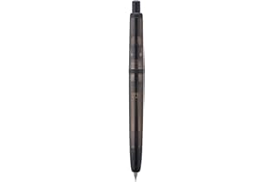 EROFA Jinhao 20 Series Press Fountain Pen, Transparent Black Retractable Fine Nib with Ink Converter Set (Black Clip)