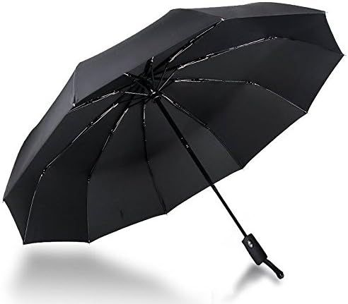 Folding Umbrella [Windproof] [Lightweight] Foldable Travel Golf Umbrella, Auto Open Close 10 Ribs Reinforced Windproof Umbrella [Fast Drying] Portable Rain Umbrella for Men and Women (Black)
