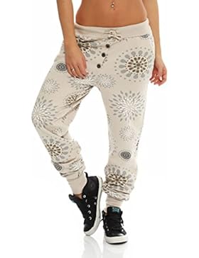 malito Boyfriend Pantaloni con Print Sweatpants Harem Aladin Pantaloni Pump Baggy 8027 Donna Taglia Unica