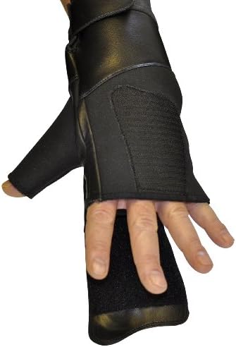 Gripeeze Fingerless Mitten with Velcro Grip Strap for Physical Therapy & Rehabilitation & Exercise Equipment โ Medium โ Black โ Left Hand Single Mitten