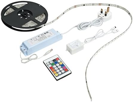 Saxby Aqualine 24W Premium 5 Meter Water Resistant RGB Colour Changing Flexible Cabinet Bathroom Decking LED Strip Tape Light Kit