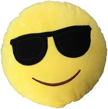 OneCreation Soft Emoji Smiley Emoticon 32cm Yellow Round Cushion Pillow Stuffed Plush Toy Doll - Cool SunGlasses