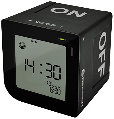 Bresser Funkwecker FlipMe mit leisem Crescendo Alarm, schwarz