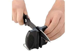 WOO LANDO Pocket Keramik Messerschärfer, schwarz, 7,5cm x 5,8cm x 2,5cm, perfektes Ergebnis ohne Vorkenntnise dank Keramikfedern (BLACK)