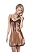 Produktbild edles Nachthemd Negligee aus Satin uns Spitze Braun Damen Dessous Nachtwäsche Erotikwäsche Reizwäsche Nachthemd Negligee sexy Unterwäsche (XL)