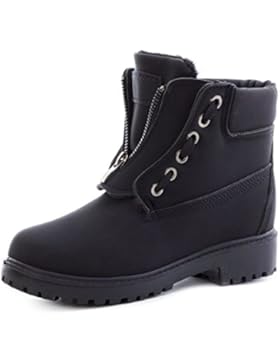Trendige Unisex Damen Herren Schnür Stiefeletten Stiefel Worker Boots - auch in Übergrößen