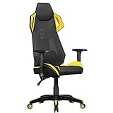 FineBuy Chaise de Bureau Racing Chaise Design Ordinateur Gamer Course siège Sport | Fauteuil de Direction Gamer avec Repose-tête | Cuir synthétique - Jaune - Chaise de Jeu 120 kg