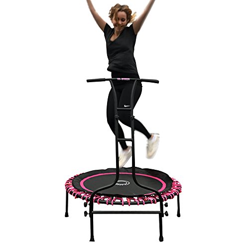 Indoor Outdoor Mini Fitness Trampolin 110 cm Ø mit 6 Standbeinen und Haltegriff höhenverstellbar stabile Ausführung bis 120 kg belastbar - 4