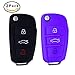 Produktbild 2 Stück Schlüsselhülle Audi, E-Unicorn Autoschlüssel Schlüssel Hülle Silikon Tasche Audi A3 S3 A4 S4 RS4 A6 S6 RS6 Q7 TT TTS R8 Schutzhülle Klappschlüssel Etui Schale Car Key Fernbedienung Blende Klappschlüssel - Schwarz Blau