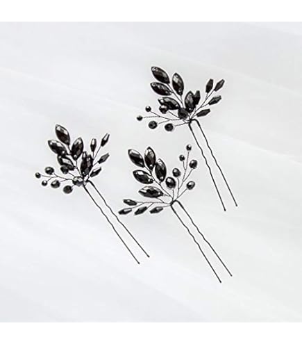 Anglacesmade Bridal Black Hair Comb Crystal Hair Crown Black Beaded Prom Party Festival Wedding Hair Accessories For Women And Girls