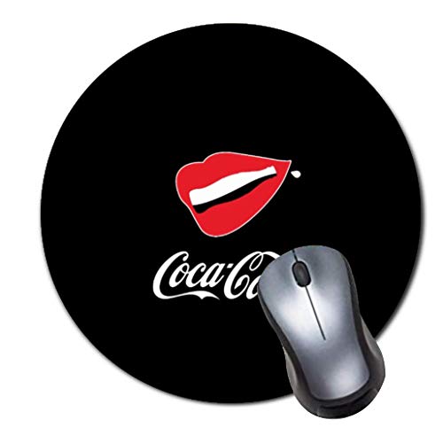 Preisvergleich Produktbild Mauspad,kleines,rutschfestes Mousepad auf Gummibasis mit aktualisiertem,vernhtem Rand,Office-Mauspad f¨¹r Mdchen,Desktop-Zubehr,runde Mausunterlage-coca cola red lips
