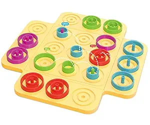 Kiddale Tic Tac Toe Family Board Game with 4 Unique Colors and 3 Different Size pawns - Yellow