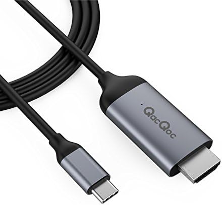 QacQoc USB C to HDMI Cable USB 3.1 Type-C Male to HDMI Male 4K@60Hz Adapter Cable for 2016 MacBook Pro, 2015/2016 Macbook, HP Spectre, Dell XPS and more (Sky Grey)