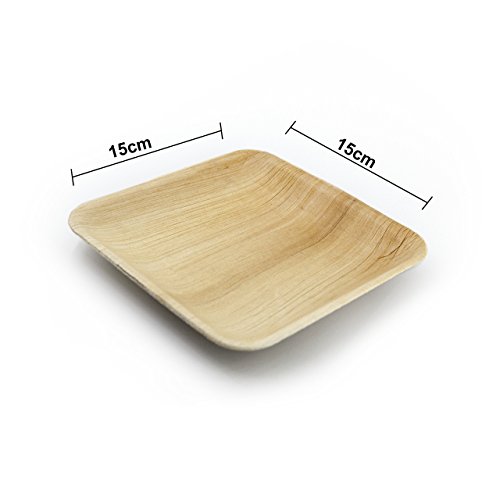 Ecológico Hoja de Palma Vajilla | Palm hojas Plato | 25 stück| 15 x 15 cm | 100% biológico abbaubar| NaturaBiomat Hoja de Palma | como Party Plato y einweggeschirr| wegwerfbares una vez Vajilla