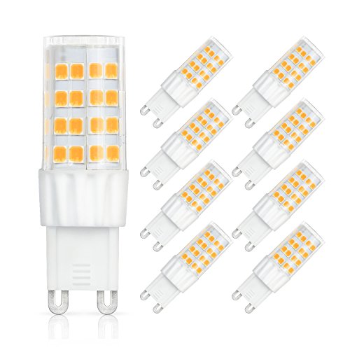 SHINE HAI bombillas LED G9 6W equivalentes a Lámparas halógenas de 45W,Blanco cálido 3000k,450LM,AC 220-240V,51x SMD 2835 pack de 9