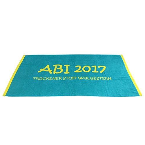 Jacquard Strandlaken Strandtuch ABI 2017 türkis lime aus Baumwolle 80x160 Schulabschluss Abitur Geschenkartikel