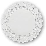 MAQA 100 pz Centrini carta pizzo per decorazioni 25 cm, centrino carta rotondo per feste e matrimoni, Merletto bianco decorat