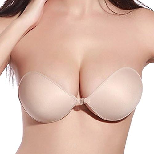 Woboren Womens Ladies Sexy Reusable Invisible Magic Strapless Self Adhesive Push-up Bra Stick On Gel Backless Silicone Bras Nude A