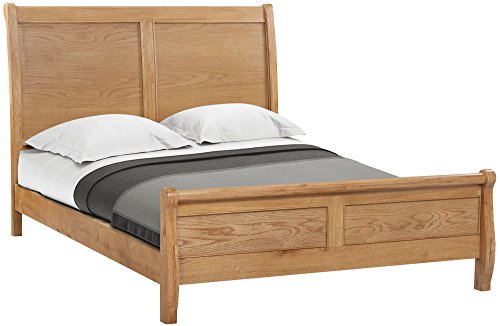 Cheltenham Oak 4ft6 Double sized Sleigh Bed Frame Light Wax Finish | Wood Bedroom Guest Bedstead
