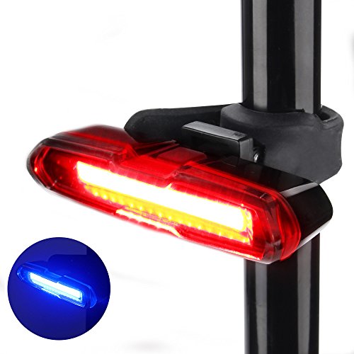 Fahrrad Rücklicht, ThorFire Ultra Hell LED Fahrradlicht Fahrradbeleuchtung Fahrradlampe USB Aufladbar Fahrradrücklicht Fahrradhelme Lichter mit 5 Licht Modi Rot Blau