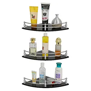 U-S-F BATH ACCESSORIES Premium Round Glass Corner Shelf for Bathroom and Kitchen/Wall Shelf/Bathroom Shelf Accessories