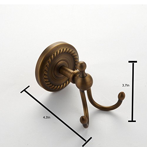 Weare Home Doppel-Hütehaken Mantelhaken Kleiderhaken, Retro Wand Gelb Messing Kupfer Bronze Antik, für Badezubehör - 2