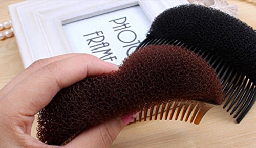 2Pcs Schwamm Bump It Up Volumen Haar Base Anreden Einsatz Haar Styling Werkzeug Haar Accessoires mit Kämm,1Black + 1Braun - 4