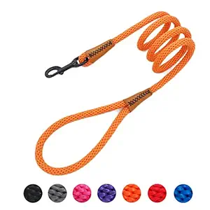 Braided Dog Rope Lead Leashes Pet Leash Dog Traction Rope Leashes Dog Walking Training Lead for Medium Large dogs (4Feet Orange)