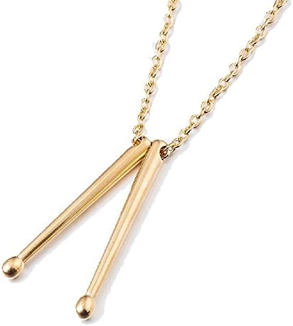 Rock Band Stainless steel Drum Sticks Pendant Necklace Gold / Silver Plated (Gold Plated)