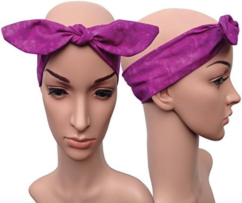 Purple Tie Dye 60's 70's Vintage Thrift Boho Ethnic Head Scarf Hair Band Wrap - Cotton