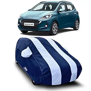 XG Brand Car Body Cover Special Design for Hyundai The Grand i10 Nios Sportz AMT (Strips White with Mirror Pockets)