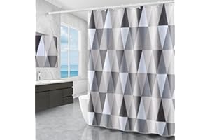 Miorkly Shower Curtain Waterproof Bathroom Curtain,Weighted Hem,Resistant Washable Bath Curtains,Quick-Drying Mould Proof Resistant with 12 Hooks,1 Magnetic Rope,Bath Room(180x180cm Triangle Pattern)