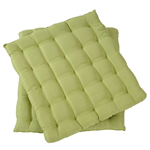 2x Sitzkissen Canberra, Stuhlkissen Kissen, 43x41x3cm ~ hellgrün