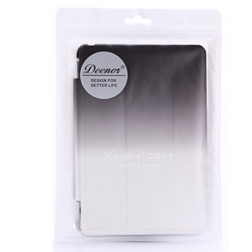 iPad 2 iPad 3 iPad 4 Hülle, DEENOR Rainbow Colour Series Smart Cover Transparent Back Cover Ultra Slim Light Weight Auto aufwachen / Schlaf Funktion Schutzhülle Hülle für Apple iPad 2 iPad 3 iPad 4. (Black and White) - 2